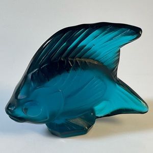 Lalique Crystal Angelfish - Aqua, Signed - Perfect!